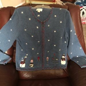 Holiday zip up cardigan